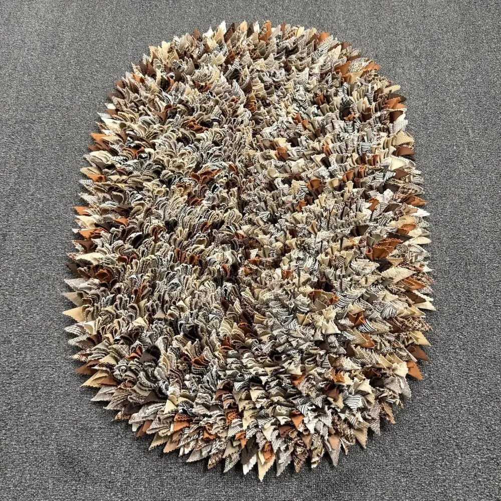 Round Rag Scrap Fabric Fall Colored Rug Table Runner Home Decor 32